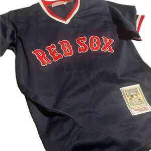 Red Sox Navy Jersey Cooperstown Collection youth size large see pics like new